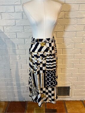 Vintage 90s Connections Nautical Midi Skirt Womens L
